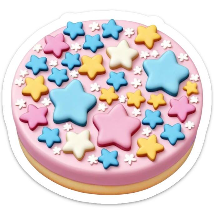 small scatter of colorful sprinkles, sugar pearls, and tiny fondant shapes (stars, hearts, flowers), glossy pastel and bright tones, textures vary smooth crunchy or soft, delicately detailed shapes, soft lighting, subtle shadows, transparent background, emoji scale sticker