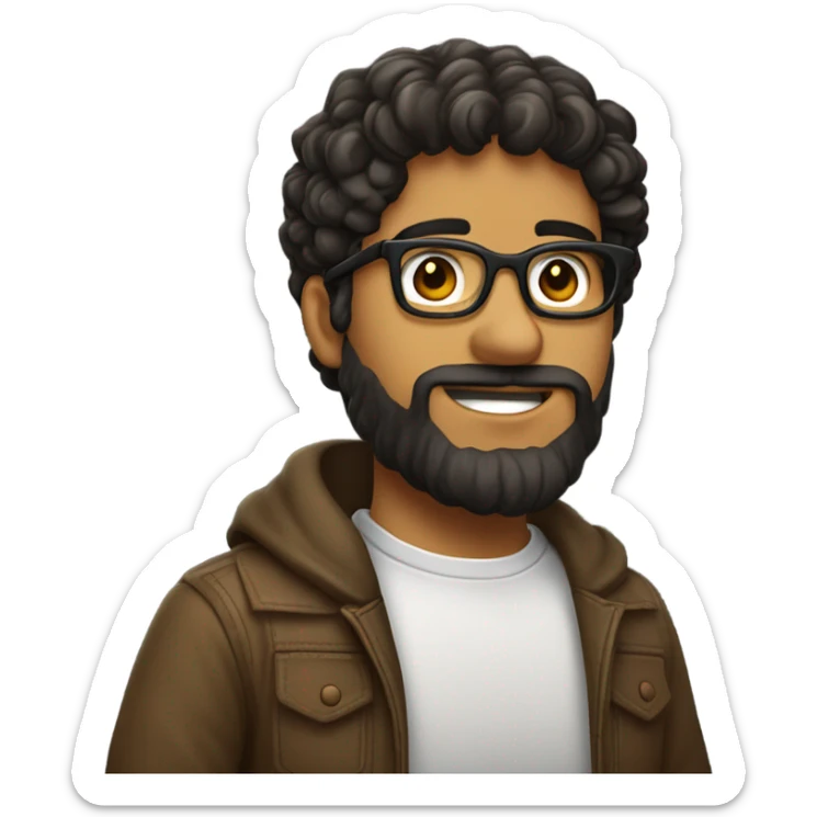 chico joven canoso con pelo corto, ojos color marron, barba corta y gafas de pasta negra sticker