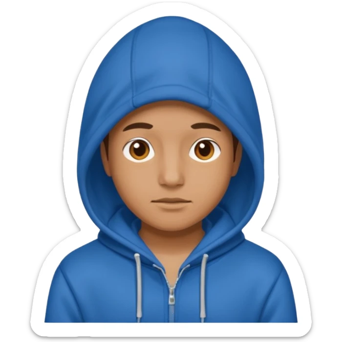 emoji of a person wearing a blue hoodie sticker