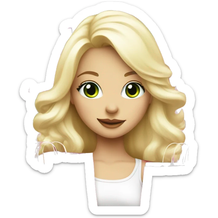 cute platinum blonde with green eyes surrounded by pink shopping bags sticker