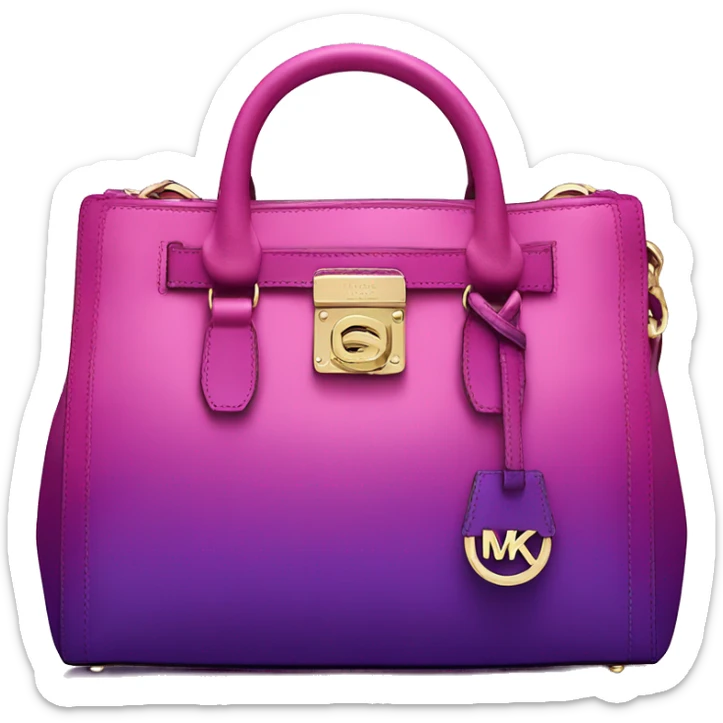 Realistic isolated magenta to purple ombre Michael kors satchel purse.  sticker
