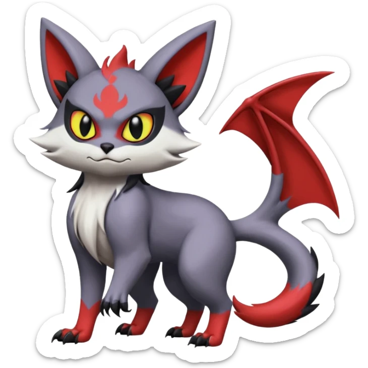 Noibat-Lykoi-Zangoose-Nargacuga-Litten-Torracat-fusion-Fakemon-Pokémon-creature  sticker