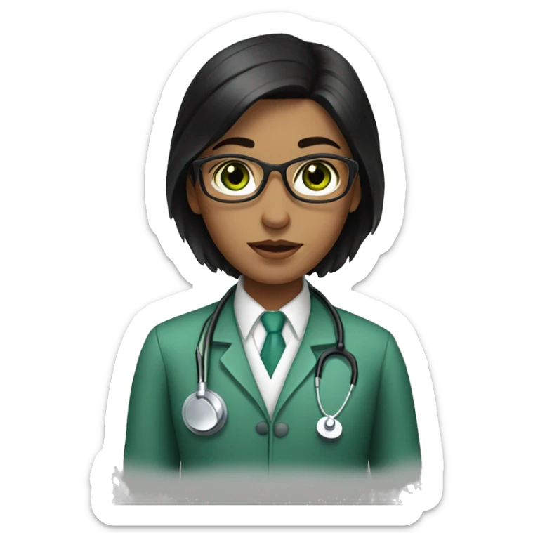 doctor, black hair, girl, white skin, green eyes sticker