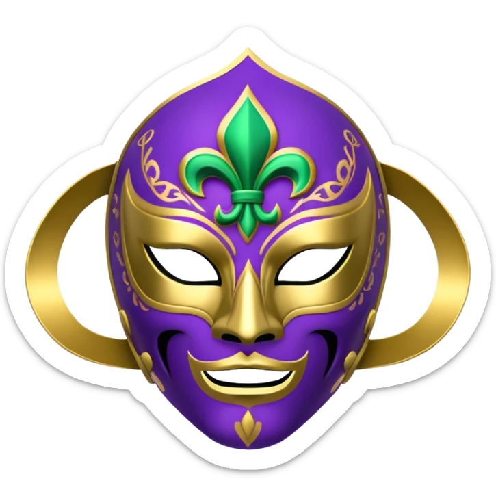 Louisiana themed luchador mask with fleur-de-lis and Mardi Gras colors (purple, green, gold) sticker