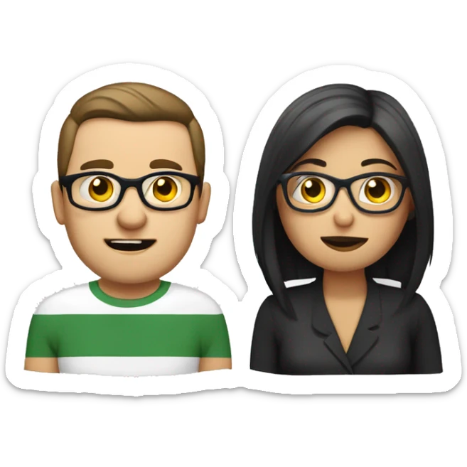 Man with straight short hair with glasses and stub. Woman with straight dark hair with glasses. Beer in hand and German flag. They are loosing their mind! sticker