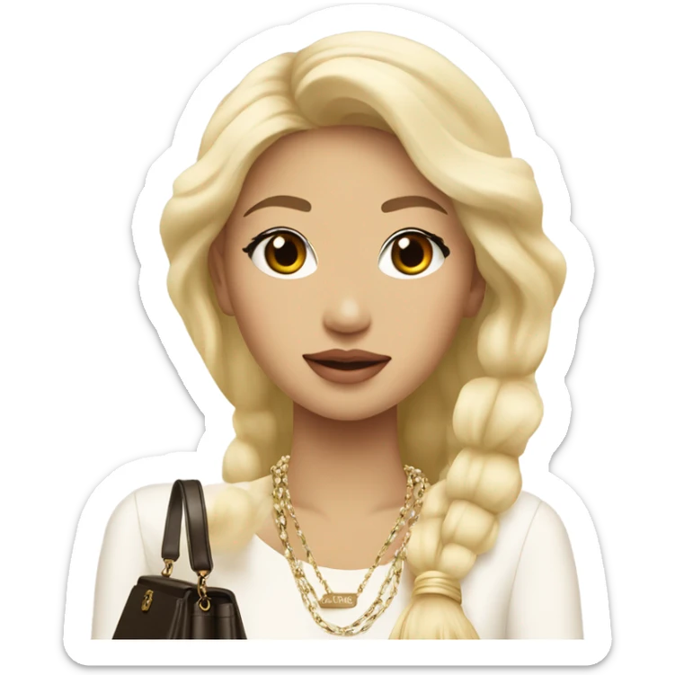 Blonde Chanel Asian Girl with Birkin bag and Chanel necklace sticker