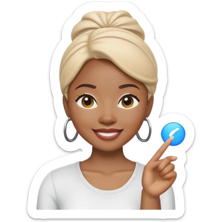 Apple Memoji emoji of a Black woman with light skin tone, cheerful face, no accessories sticker
