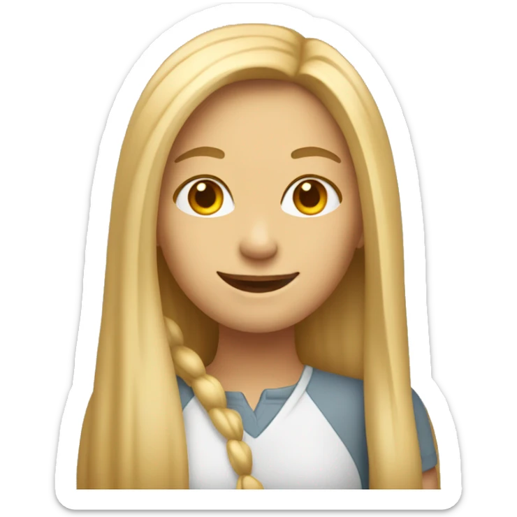 An emoji of a woman with long, straight blonde hair, smiling with a friendly expression sticker