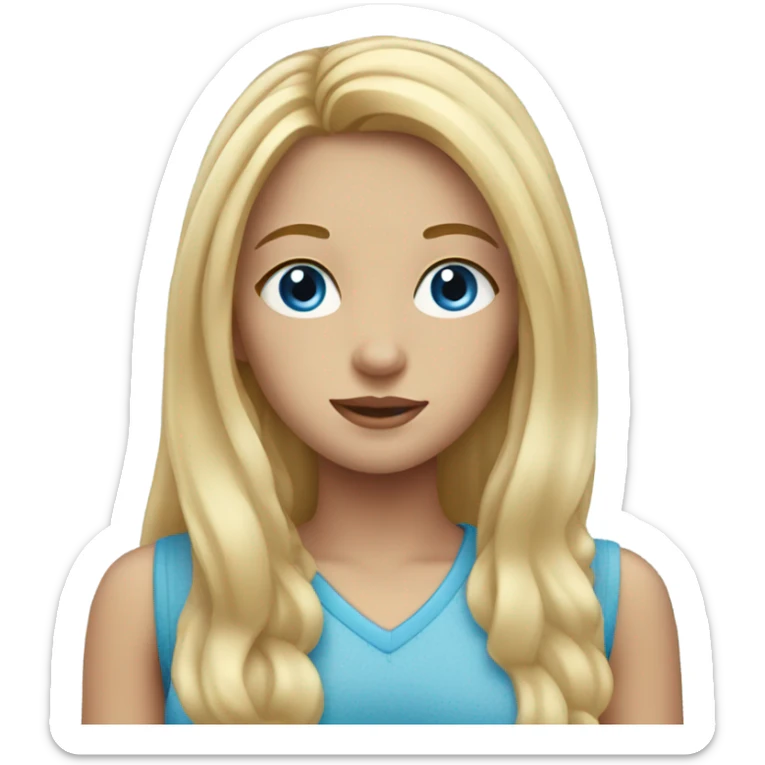Girl with long blonde hair and blue eyes with freckles sticker