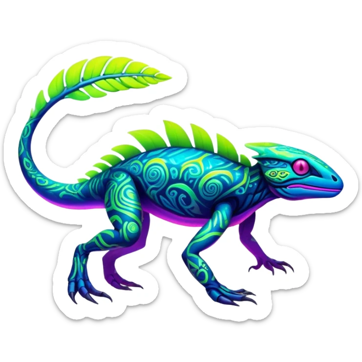 Tropical futuristic lush neon Fionbri-Vernid-creature (full body) sticker