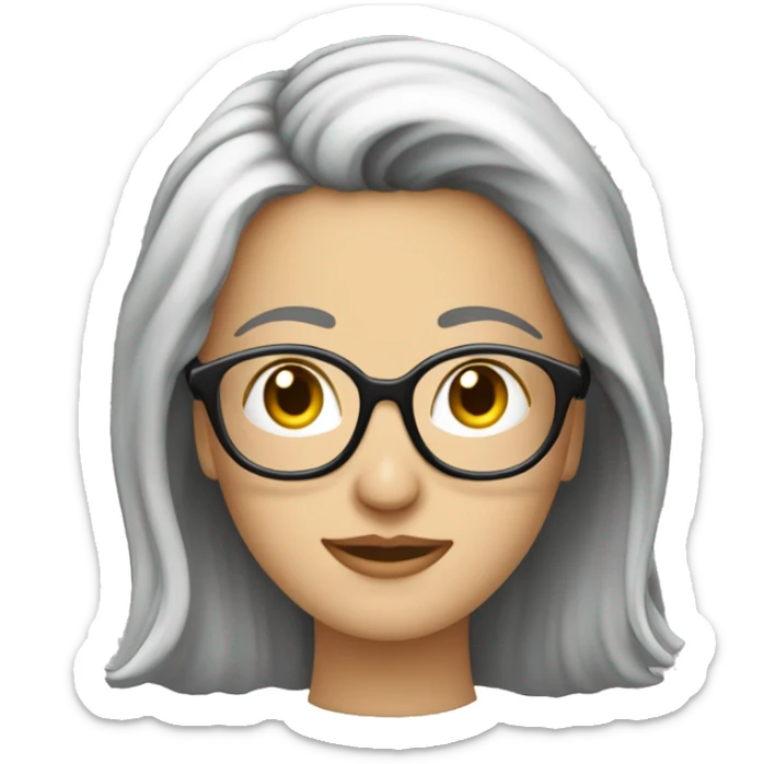 Mevrouw met grijs haar en een bril die aan het haken is sticker