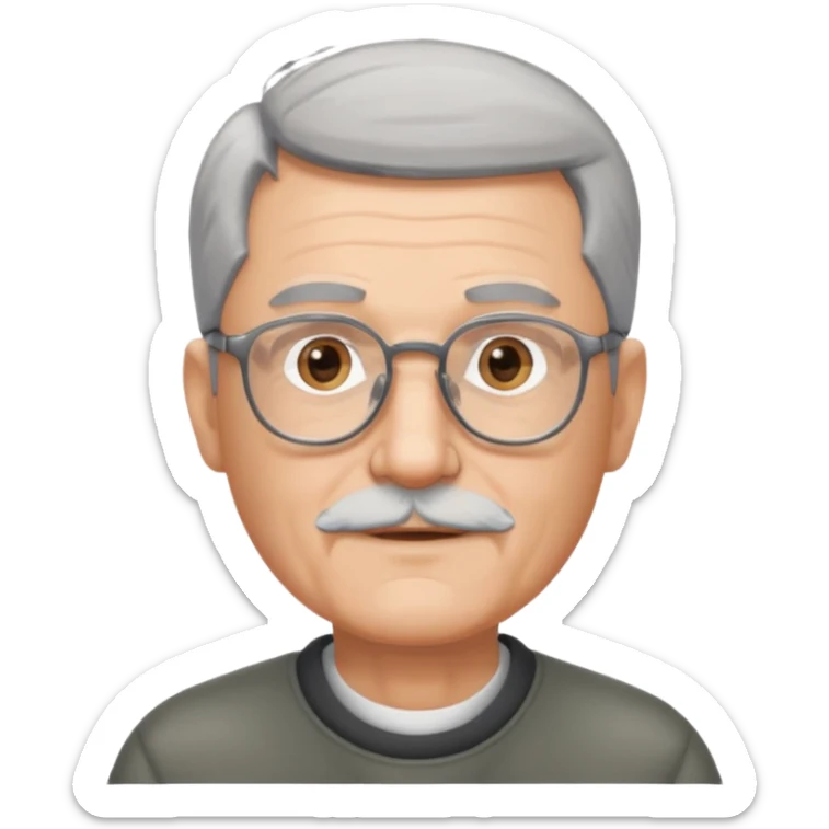 Homme 66 ans cheveux gris en brosse et barbe grise de trois jours lunettes  sticker