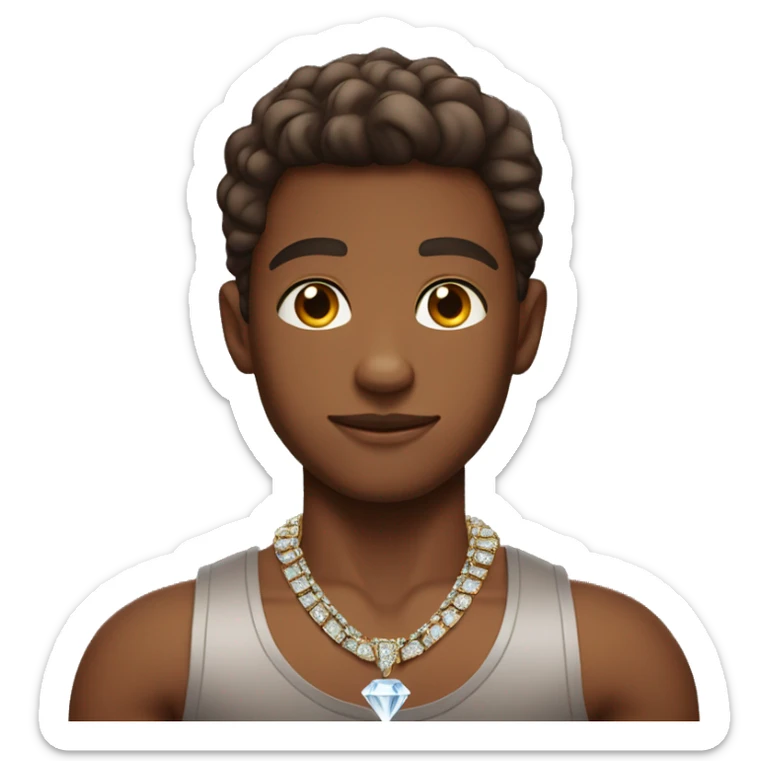 pretty brown skin boy with a diamond necklace and tight fit muscle shirt posing sticker