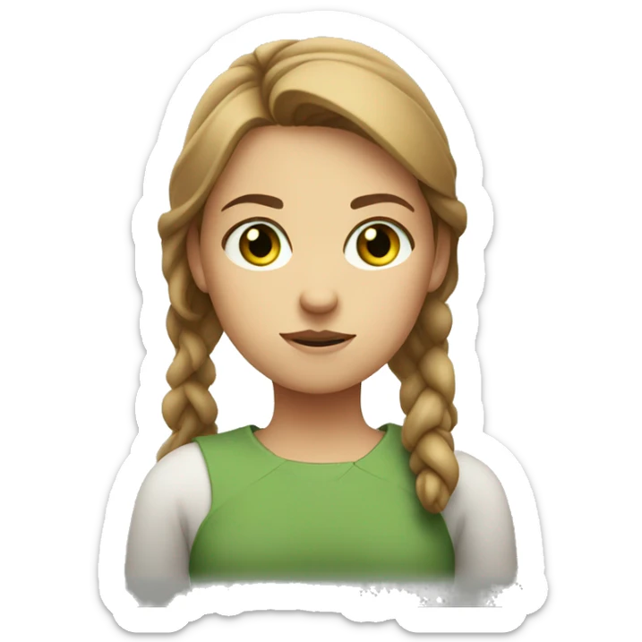 girl with light brown hair and green eyes, crossing arms and looking annoyed sticker