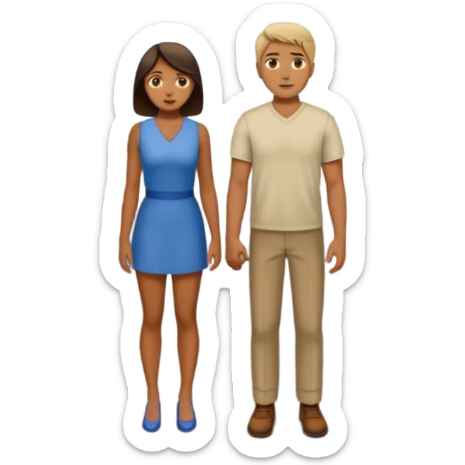 Long distance relationship, where one people is on the end of the road and the other at the beginning a woman and a man sticker