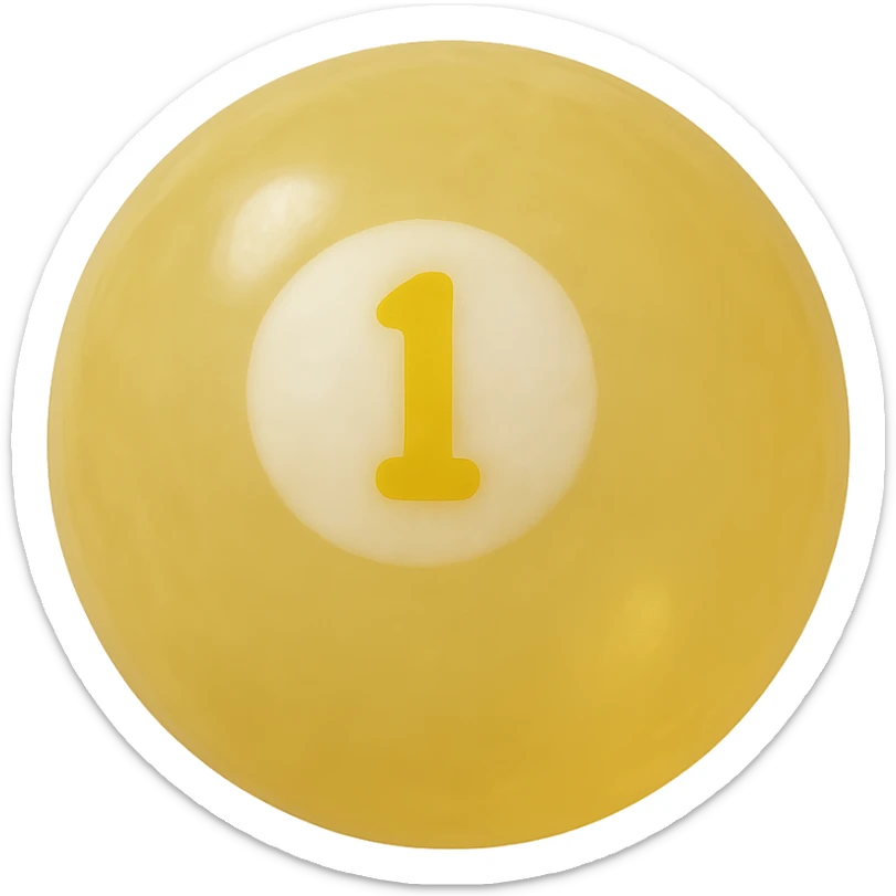 pool billiards 1-ball, retro 90's toy style, very transparent, slightly see-through, yellow with white circle and number 1, soft plastic texture, soft reflections, soft and squishy, some cloudiness, not shiny, highly detailed, appealing, no tag, no background sticker