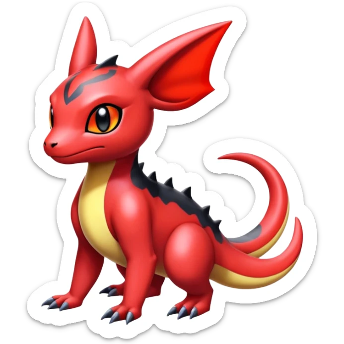 Cute Shiny Guilmon-Quilava-Salandit-Umbreon-Fakémon-hybrid-creature (full body)  sticker