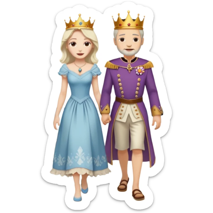 Egy kiralynot aki egy csonyoru ruhaba van es a tengerparton setal a kirallyal sticker