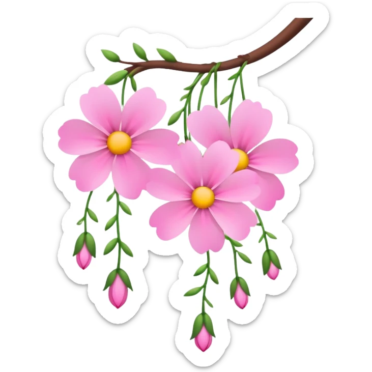 Hanging pink flowers. I want to put it on my company slideshow for spring time. sticker