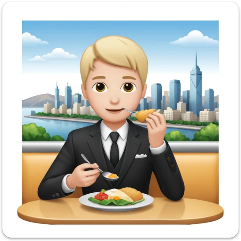 someone who eats in restaurants high above the city with the city on the background
 sticker