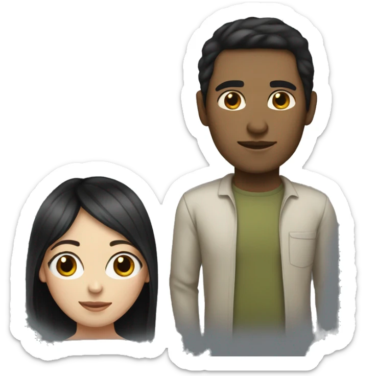 Dark hair olive skin woman and dark hair pale skin man sticker