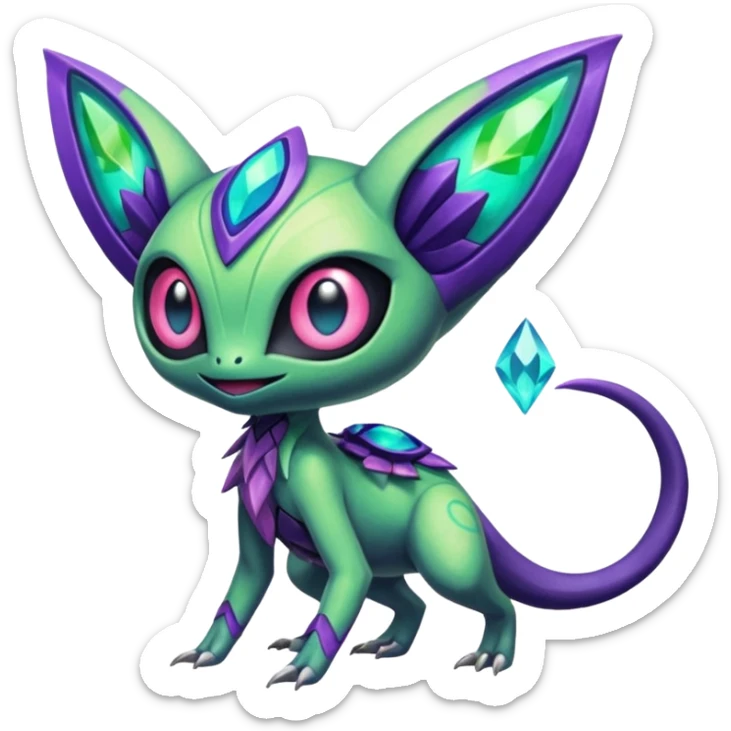Colorful Exotic Meloetta-Sableye-Virizion-Venom-Stitch-Fakémon-creature-hybrid sticker