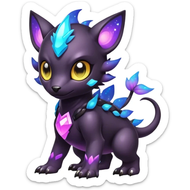 Cute cool colorful dark nebula fantasy-Fakemon-Digimon-animal-hybrid full body sticker