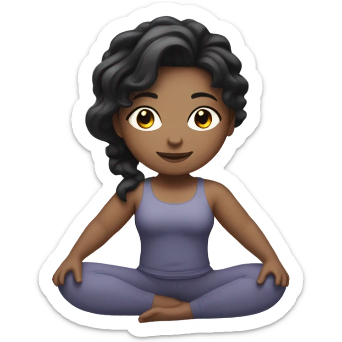 Girl with white skin and black-wavy hair, doing yoga or Pilates sticker