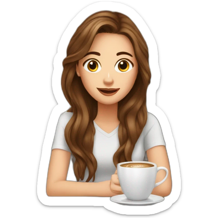 white girl with brown hair creates websites in a coffee shop sticker