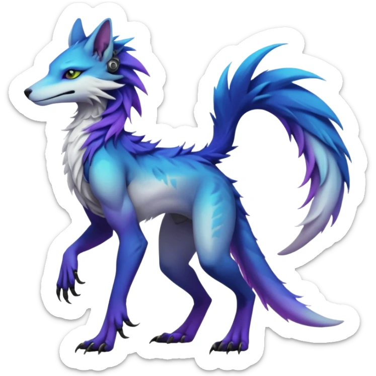 badass elegant wild beautiful natural badass futuristic epic exotic anthro modern furry cyborg-sergal-vernid-creature, full body, gradient pretty hair, with a long tufted tail, aesthetic, art by LiLaiRa, art by art by Falvie sticker