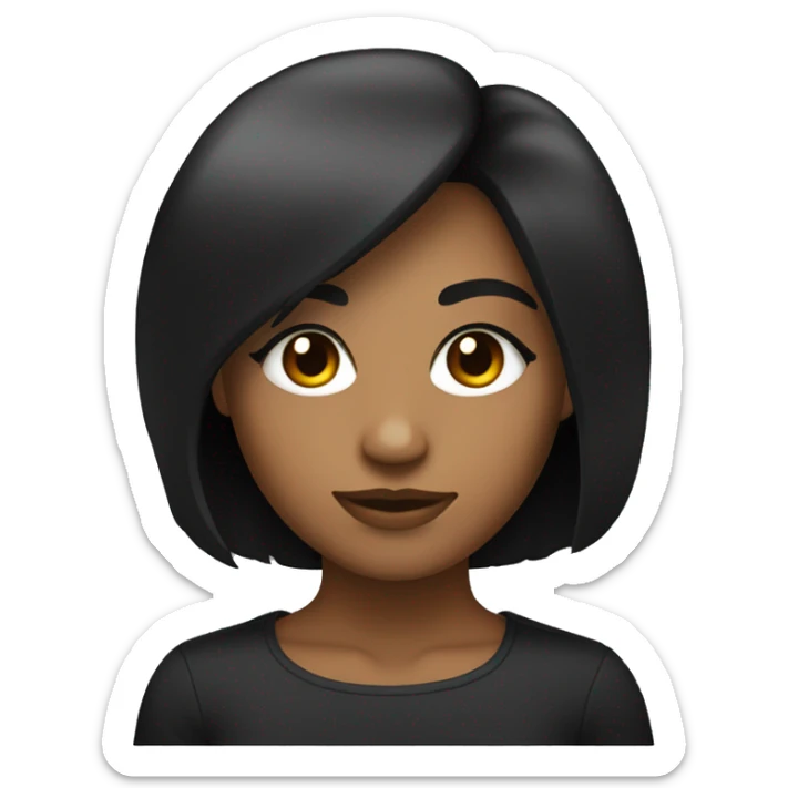 avatar de una chica de ojos negros oscuros y pelo negro corto bob sticker