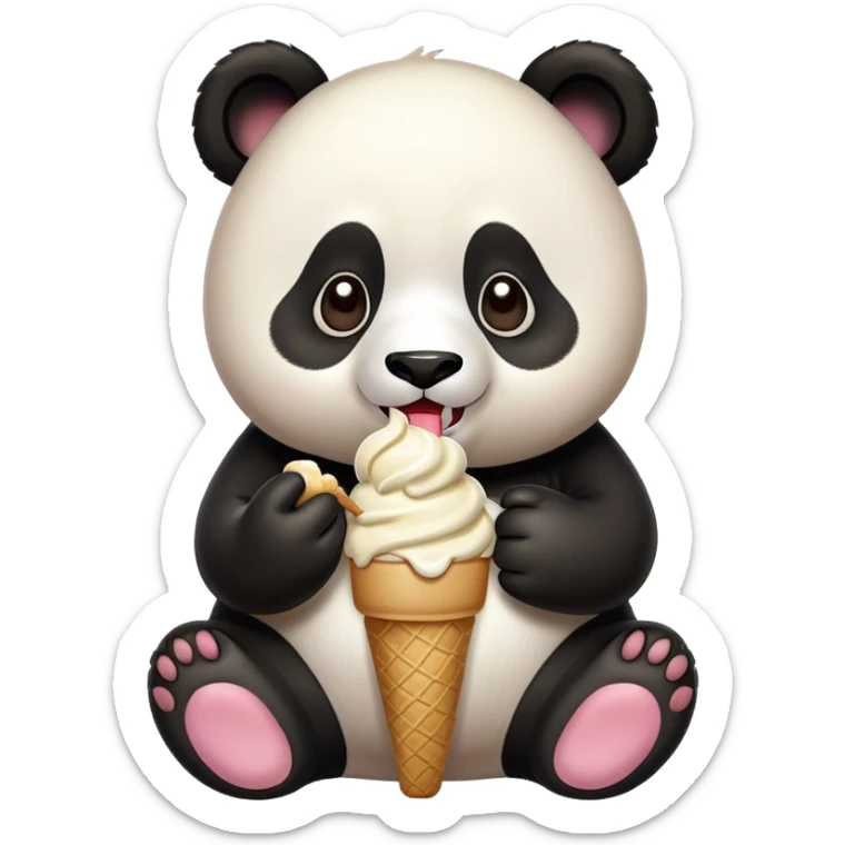 Panda eating ice cream sticker