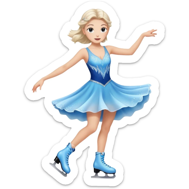 buz pıstının ustunde kayan,yarısma ıcın elbıse gıymıs ve artıstık hareketler yapan kadın emojısı  sticker