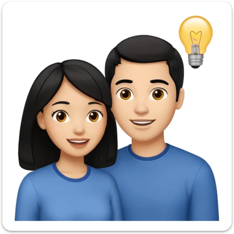 light skin black hair woman talking with a light skin black hair man, she's exited an he's happy, we're face to face sticker