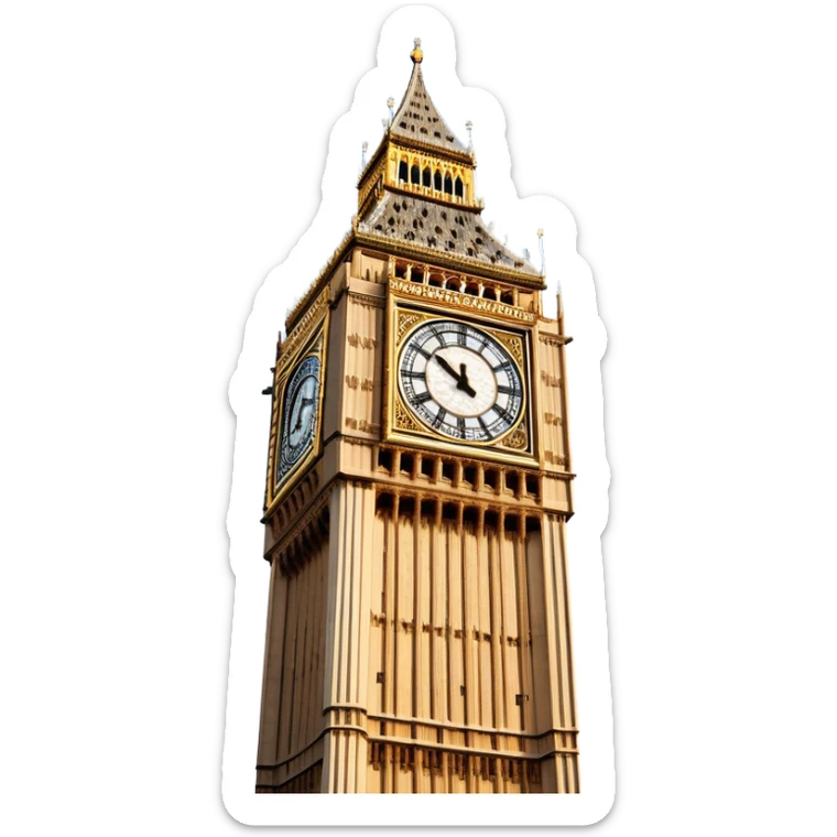Cinematic Realistic Big Ben Landmark Emoji, showcasing the historic clock tower in exquisite detail rendered with dynamic lighting and rich textures that highlight its timeless grandeur. sticker