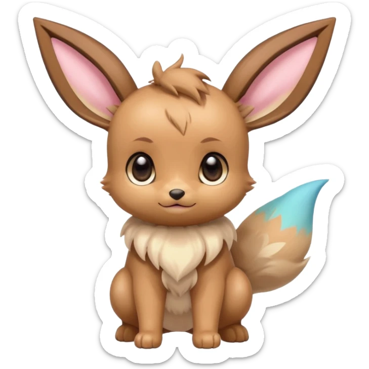 Kawaii Shiny Colorful Cartoon Anime Pastel Baby Innocent Chibi Kawaii Cute Adorable Eevee Full Body sticker