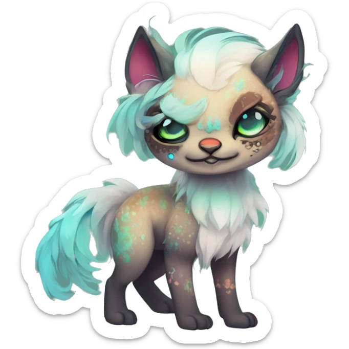 cute Kawaii edgy ethereal fantasy animal fursona Fionbri creature by griffsnuff & LiLaiRa & Falvie with exotic colors full body sticker