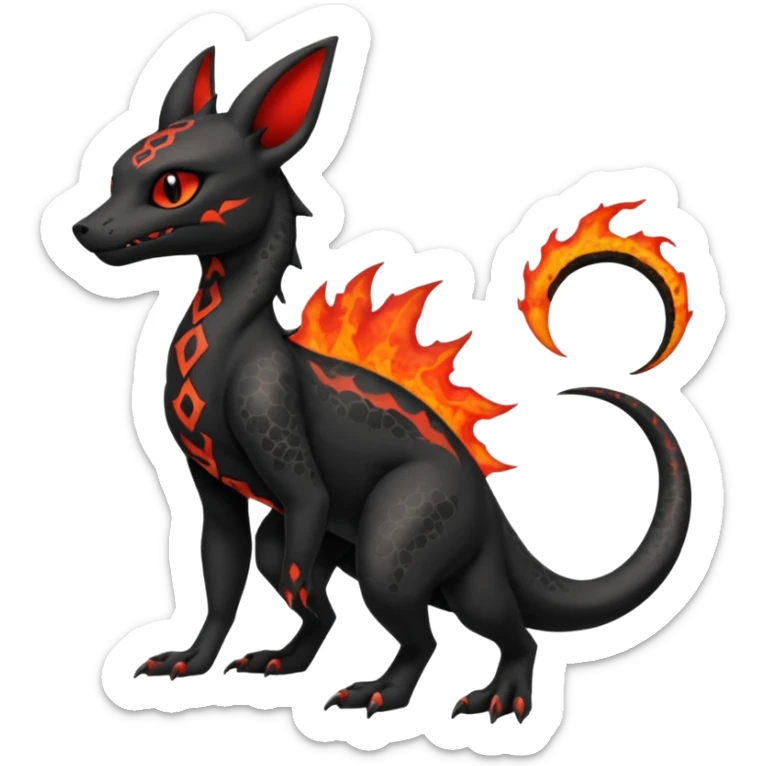 Edgy gothic dark evil volcanic magma-Salandit-Umbreon-Amaura-hybrid-fusion (full body) sticker