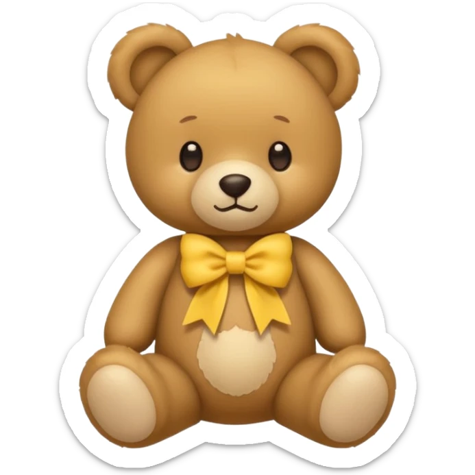 Cute flat-style teddy bear icon for infant daycare. wear a yellow bow in neck
 sticker
