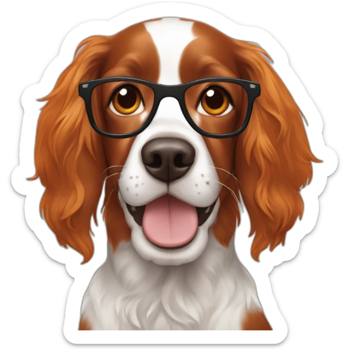 Springer spaniel with man and girl orange hair with glasses sticker
