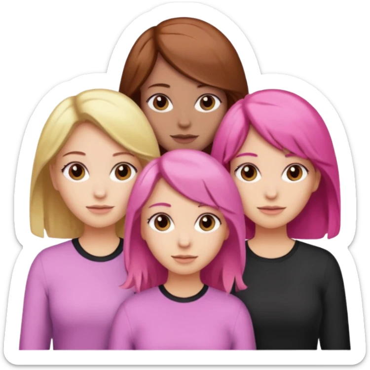Three girl bestfriends, one with brown hair blonde high lights, one with pink hair , and the other one with dark brown hair sticker