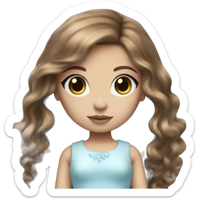 ocean blue doll eyes, brown hair, feminine, girl, angelic  sticker