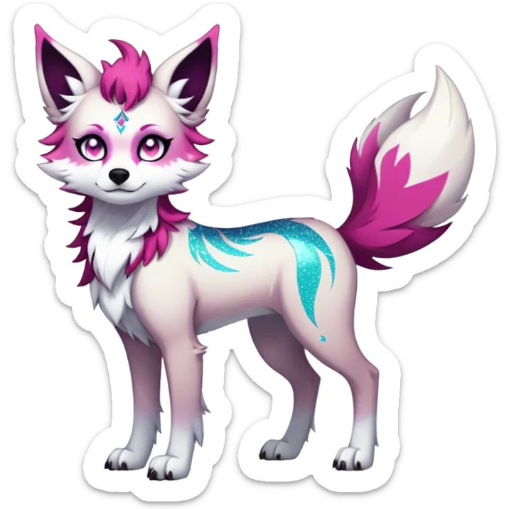 Vibrant edgy gothic Falvie-Fionbri-creature-sparkle-canine-fursona, full body, with random markings sticker