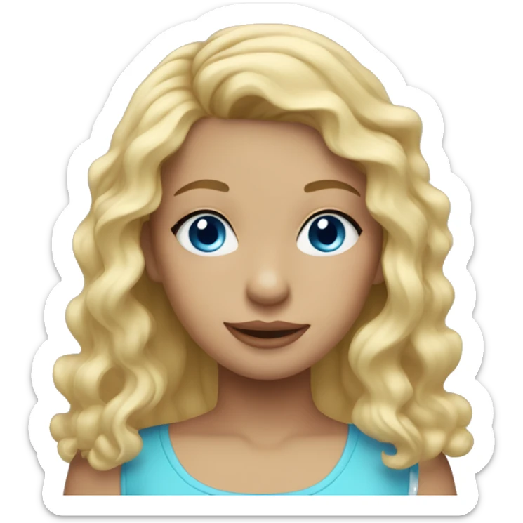girl with blonde hair wavy hair a head band and blue eyes sticker
