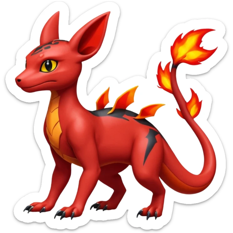Exotic Volcanic Guilmon-Salandit-Umbreon-Fakémon-hybrid-creature (full body)  sticker