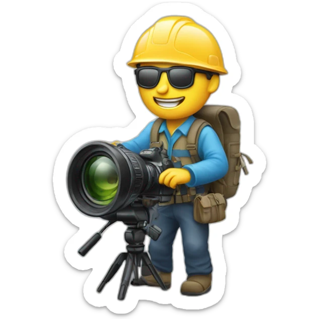 Un monsieur sur une montagne avec un appareil photo sticker