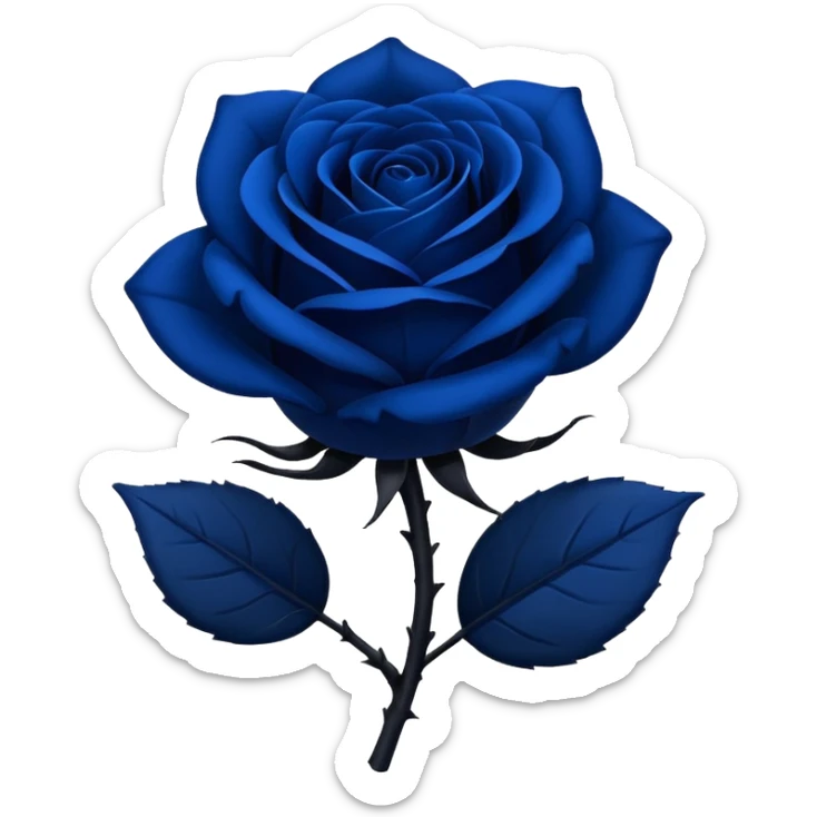 Dark blue rose with a black stem sticker