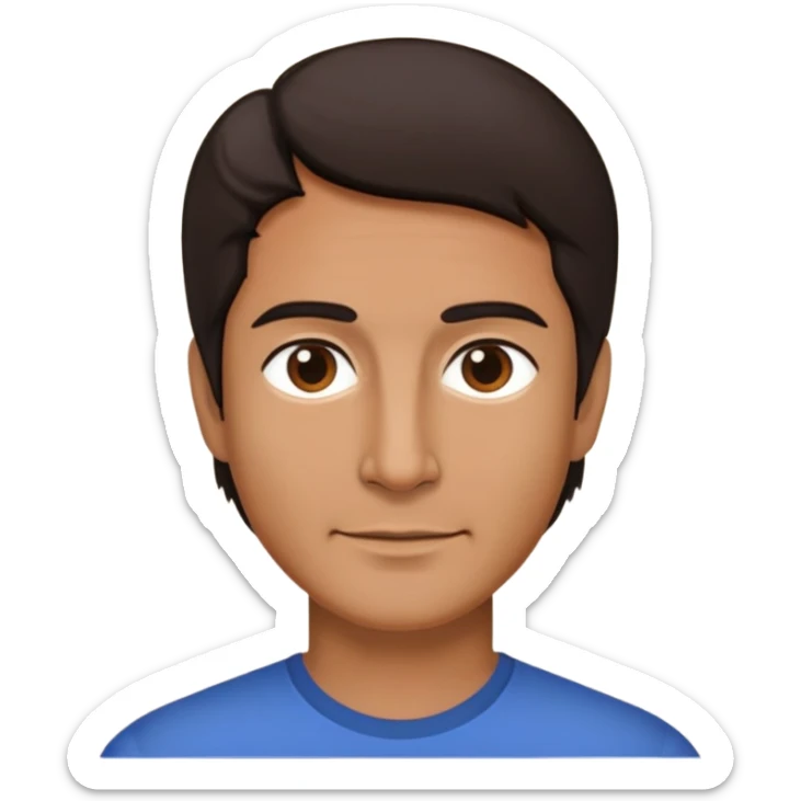 52, tan skin, black and brown hair, short, no facial hair  sticker