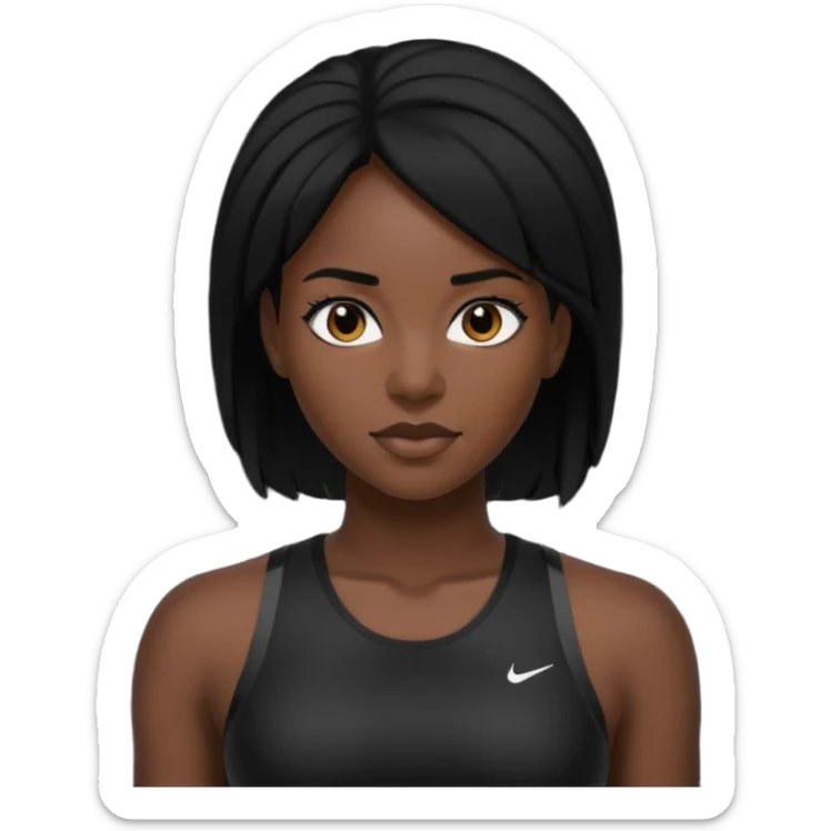 Femme noire avec cheveux noir et qui fait du sport en tenue noire.  sticker
