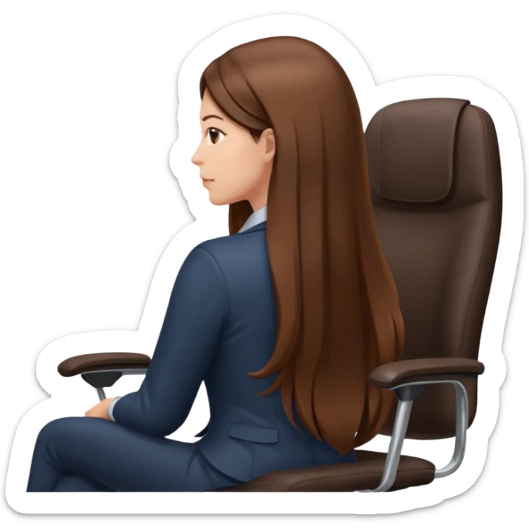 Woman sitting on an office chair from the Back of head with long hair sticker